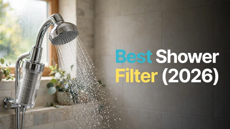 Best shower filter of 2026 spraying filtered water in a bright spa bathroom