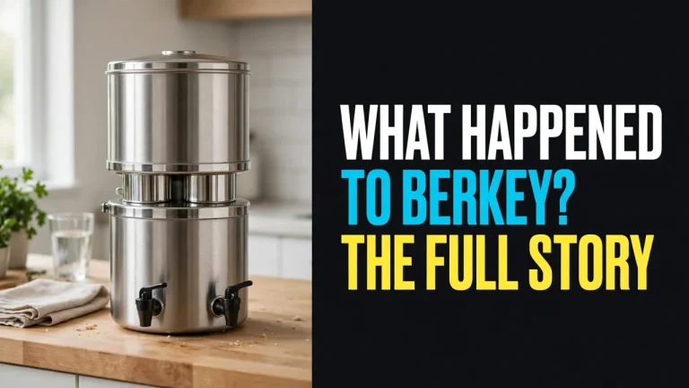 What happened to Berkey — a stainless gravity filter on a kitchen counter, headline What Happened To Berkey? The Full Story